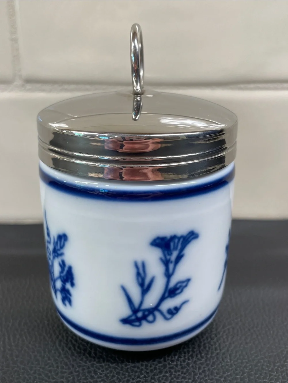 Williams Sonoma French Floral Blue and White Double Egg Coddler